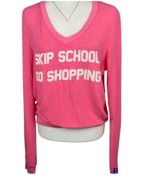 Rare WILDFOX SKIP SCHOOL GO SHOPPING BBJ Longsleeve Knit Sweater Top